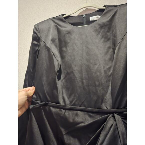 Mac Duggal Women's Long Sleeve Draped Structured Bow Gown Black Size 16 Formal - Picture 5 of 16